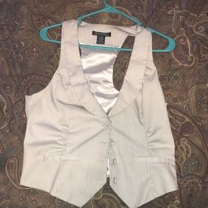 White and black striped vest